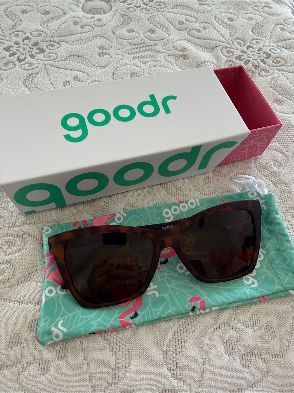 Goodr Women's Tortoise Square Sunglasses with Brown Lenses